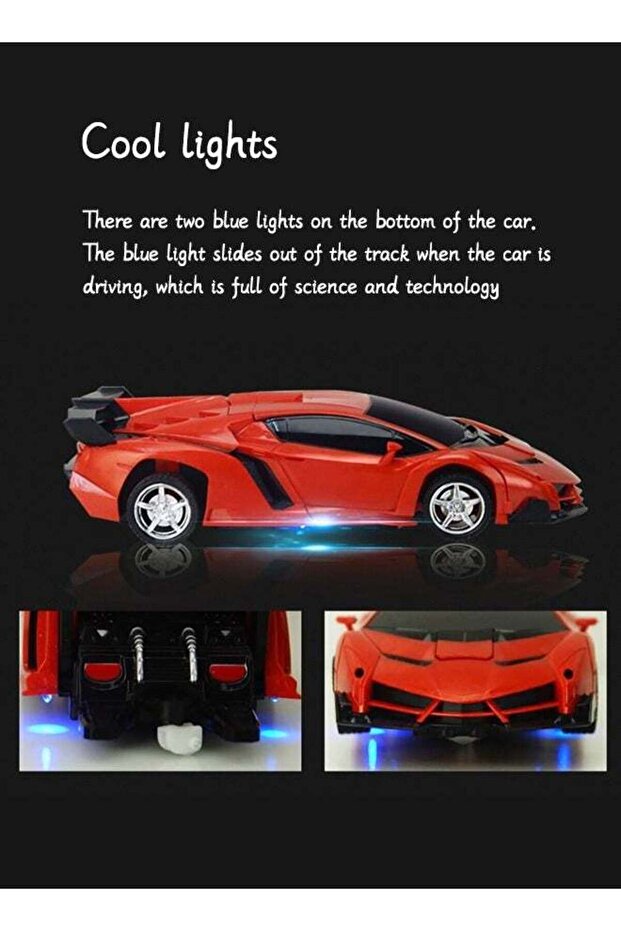 Car Transforming Robot, Car Robot Toy with One Button Transformation and 360 Degree Rotation Drift - 4