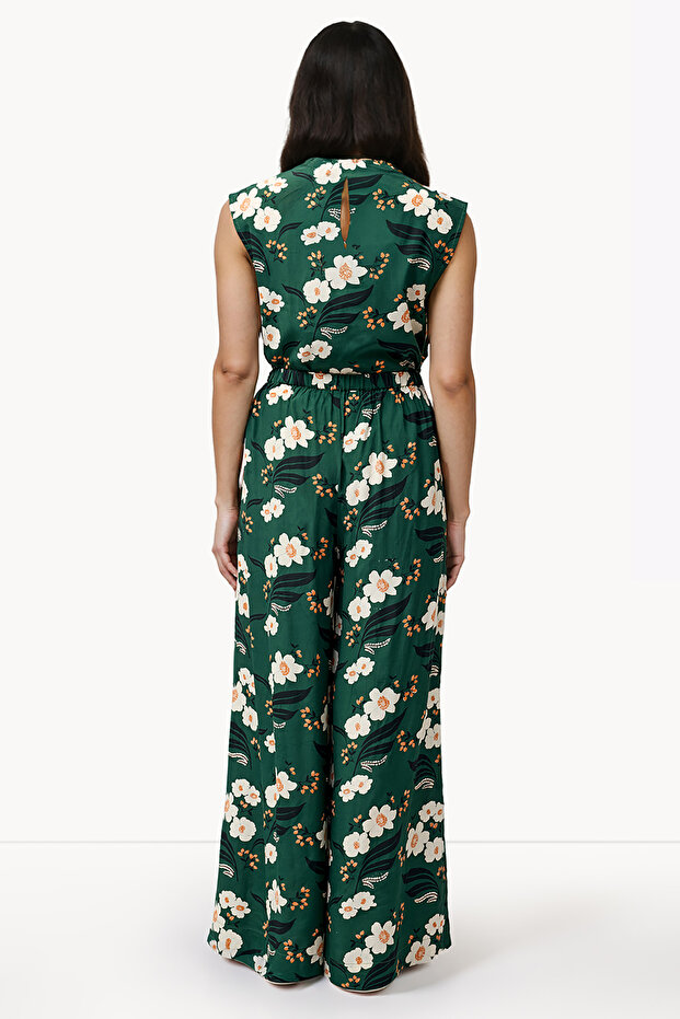 Floral Viscose High-Rise Flare Pants