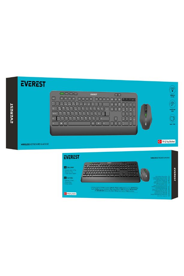 Siyah Usb Sessiz Switch İnce Kablosuz Q Multimedia Klavye + Mouse Set - 8