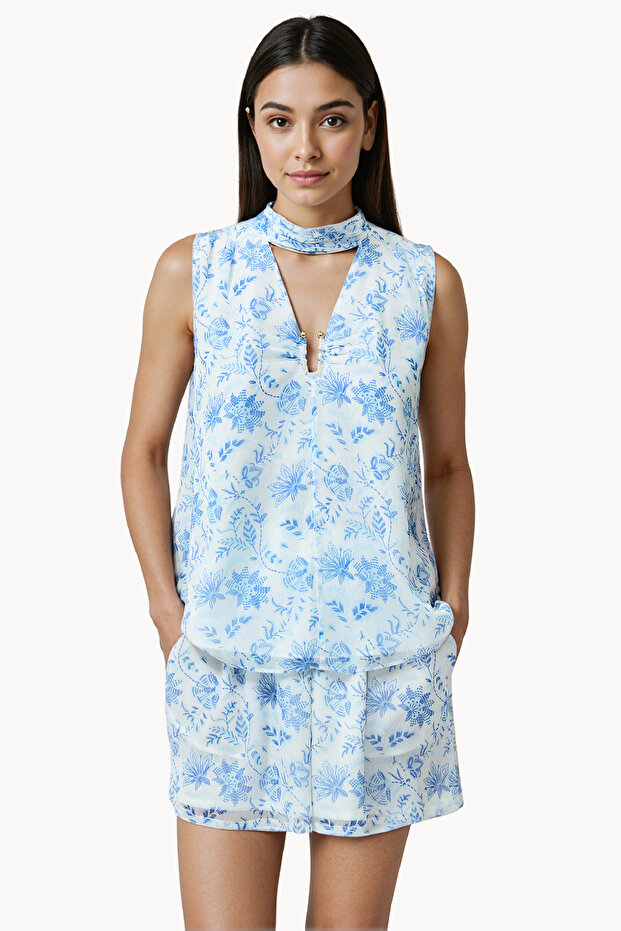Regular Floral V-Neck Top