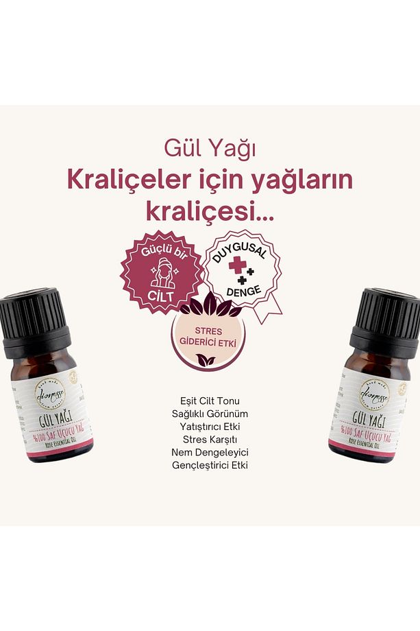 %100 Saf Gül Yağı 5 ml - Cilt Bakımı ve Aromaterapi İçin Uygun, Doğal ve Saf Uçucu Yağ - 2