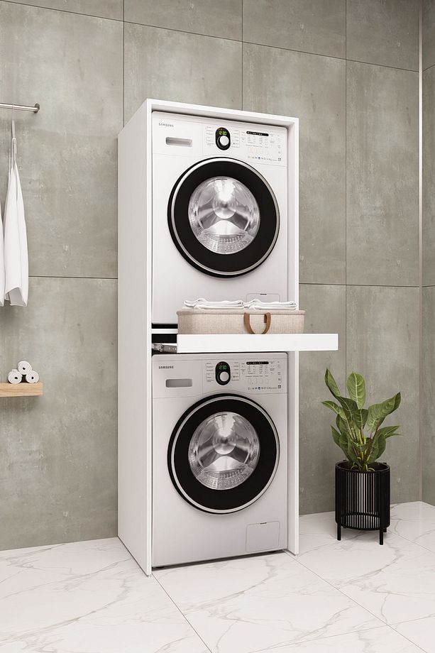 Mdf Çamaşır Makinesi Kurutma Makinesi Dolabı Çekmeceli 184 - 1