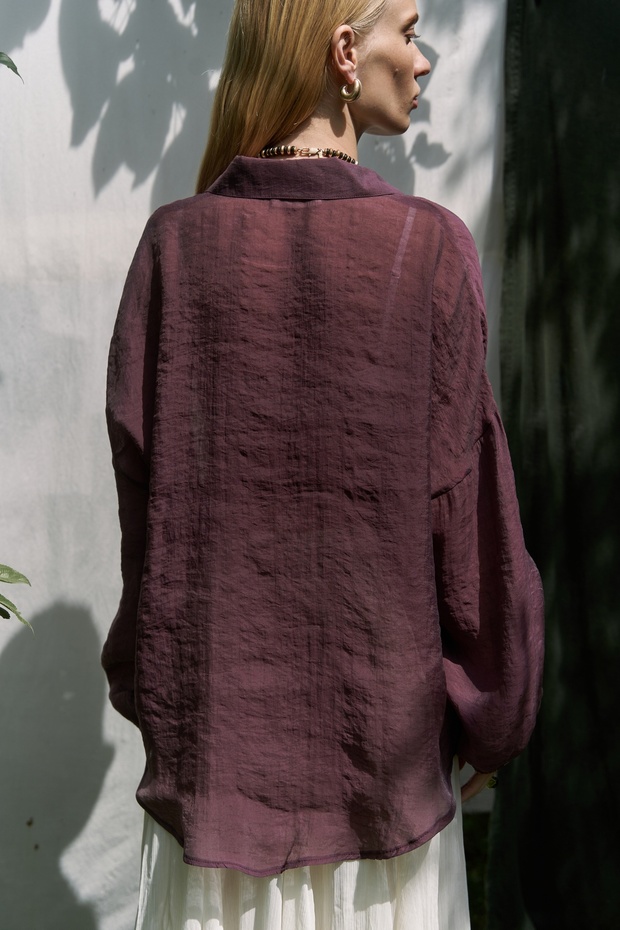 Lyra Oversize Bordo Gömlek - 5