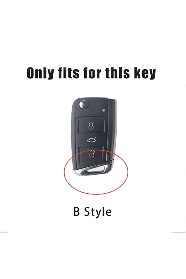 Car Key Case and Keychain Set compatible with VW Volkswagen Golf 7 MK7 Tiguan MK2 T-roc T-cross - 3