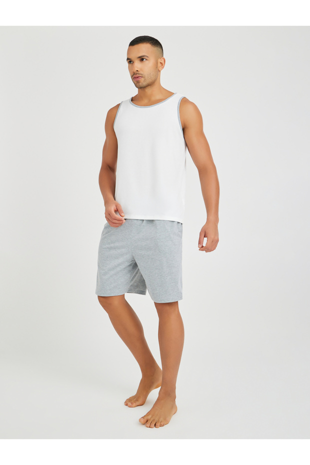 طقم تانك وشورت سادة بقصّة عادية - 1