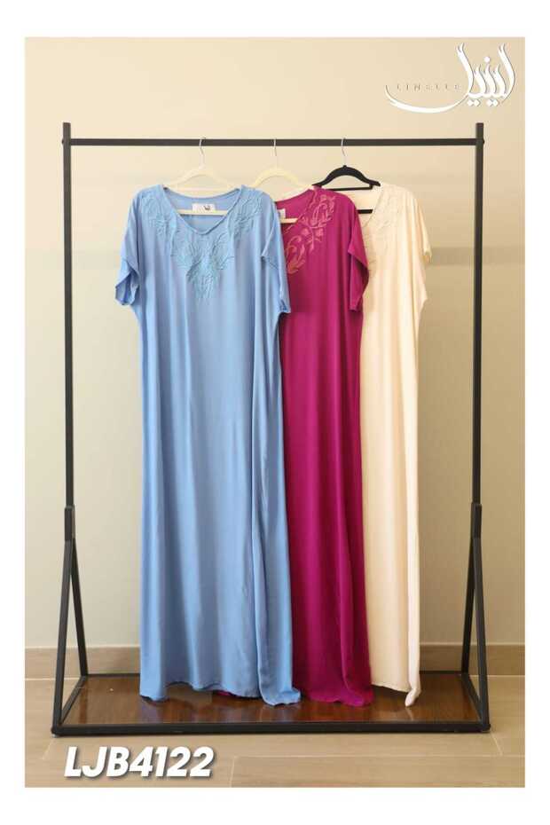 Ladies Rayon Jalabiya Dress- Maxi Dress with Embroidery Work on Neck.