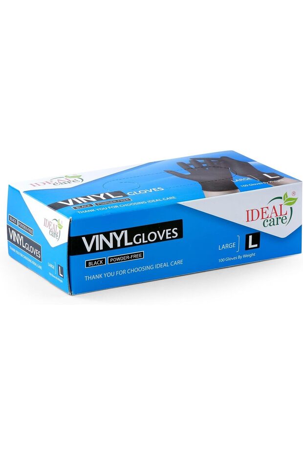 Black Vinyl Gloves – Large | 100 Pieces | Powder-Free | Disposable Gloves for Food Serv
