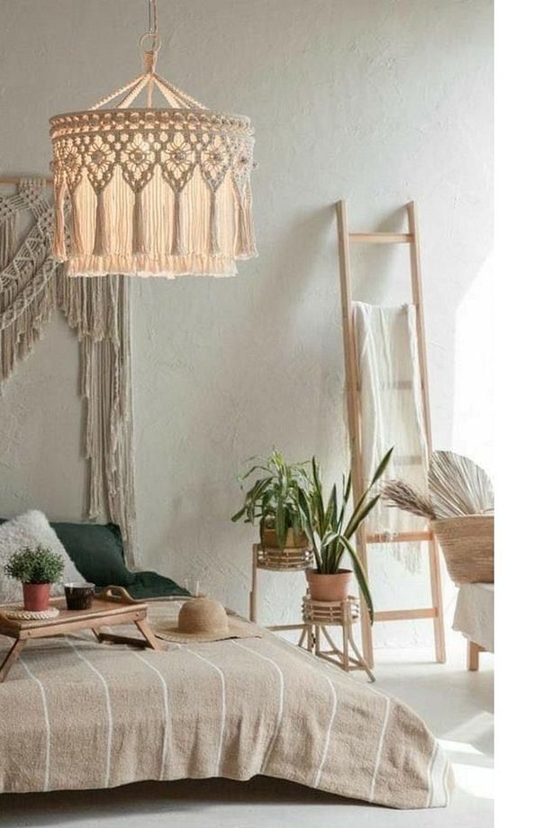 Makrome El Yapımı Rustik Sarkıt Avize / Bohem Salon Dekorasyon - 1