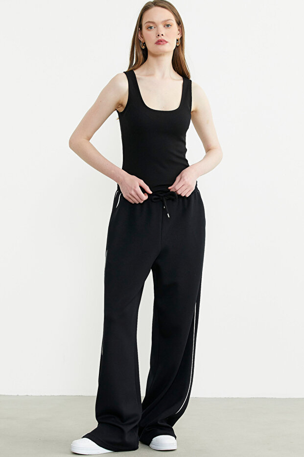 Kalın Askılı Fitilli Basic Atlet - Siyah - 3