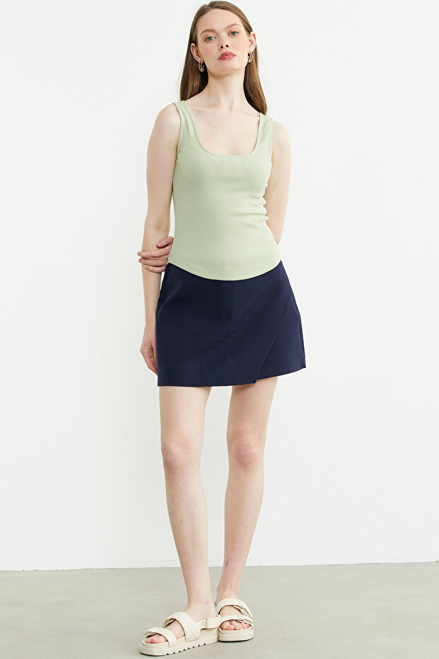 Thick Strap Ribbed Basic Undershirt - Green - 3