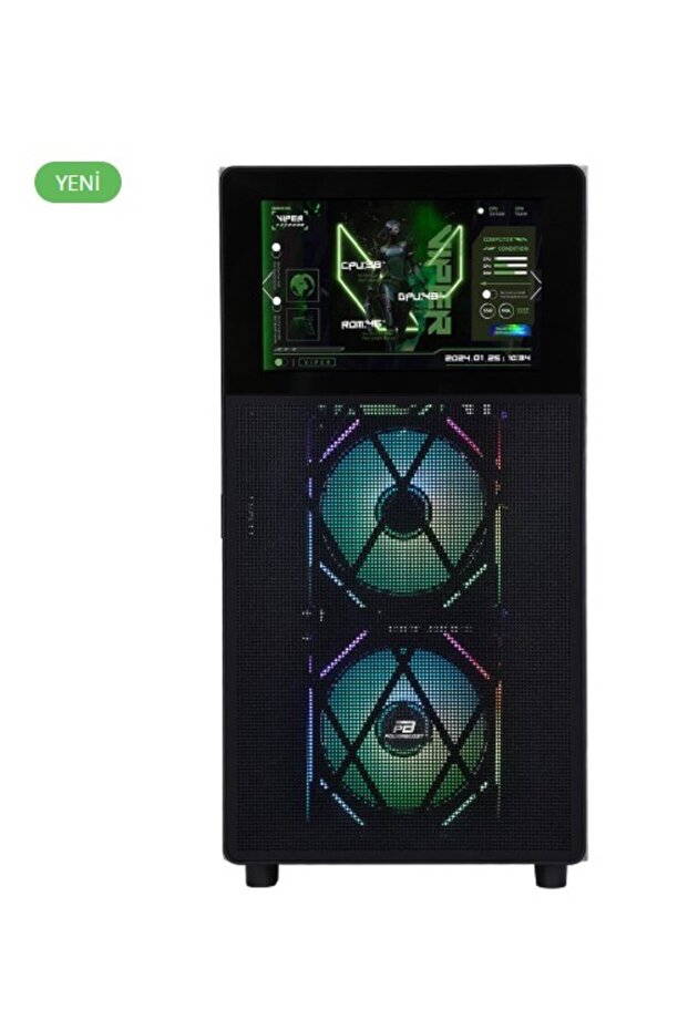 PowerBoost PB-P4367BB USB 3.0, ATX LCD Mesh Panel, ARGB Fan, Siyah Kasa (PSU Yok) - 3