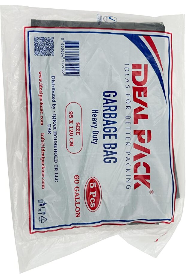 Black Garbage Bags – 60 Gallon | 95 x 120 cm | 5 Pack