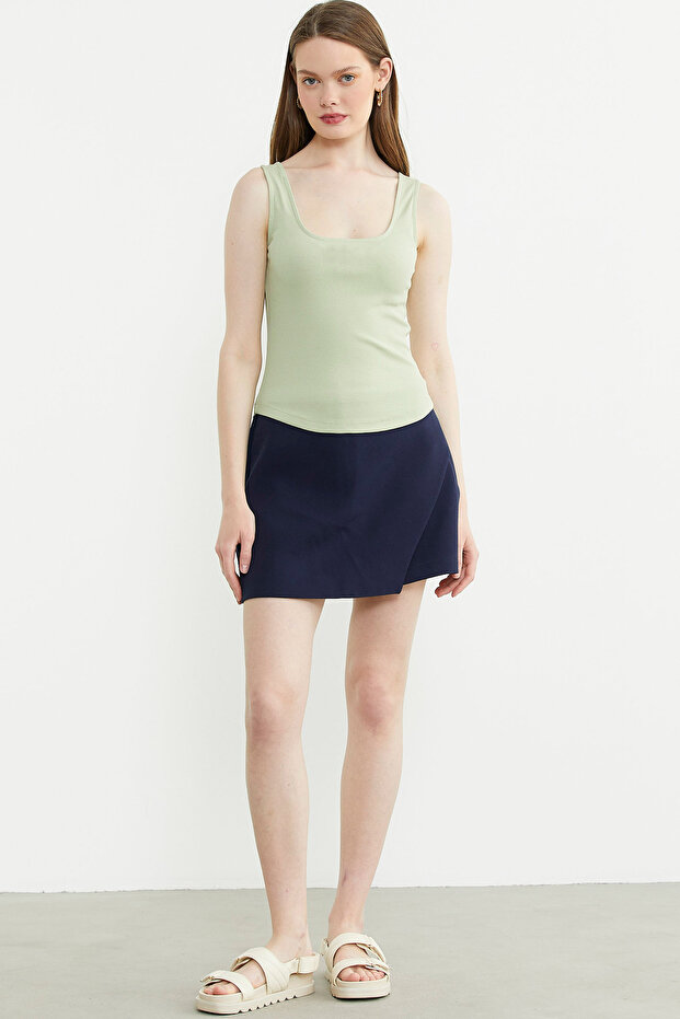 Thick Strap Ribbed Basic Undershirt - Green - 1
