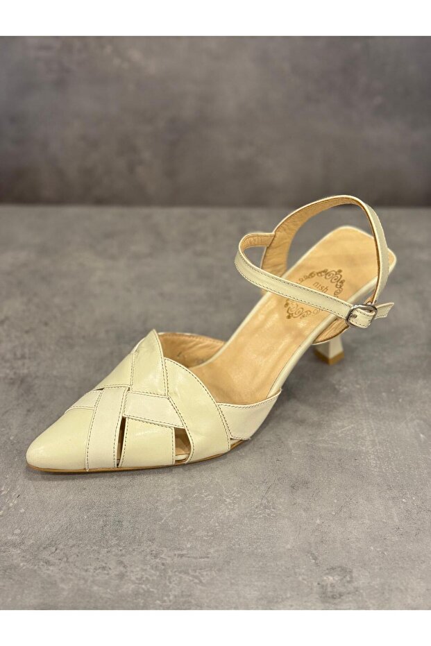 Nish Handmade Genuine Leather Knitting Model Stylish Comfortable Heel Shoes Suitable for Day and Night Use