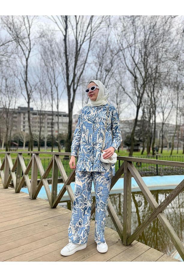 Marwa by moodbasic PULPAYETLİ DESENLİ TAKIM - 1