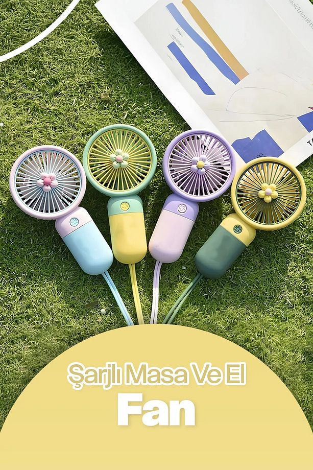 Şarjlı Masa Ve El Fanı Üflemeli Taşınabilir Şarj Edilebilir Mini El Fan Tek Kademe - 4