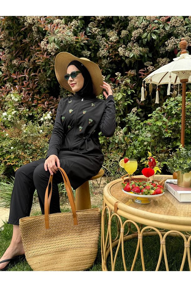 MOODBASİC SWİMWEAR PALMİYE İŞLEMELİ TESETTÜR MAYO - 2