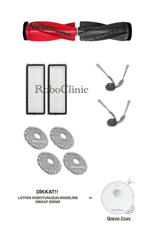 Roborock Qrevo Curv Robot Süpürge Uyumlu Fırça, Hepa Filtre, Mop Seti-10 Parça - 1