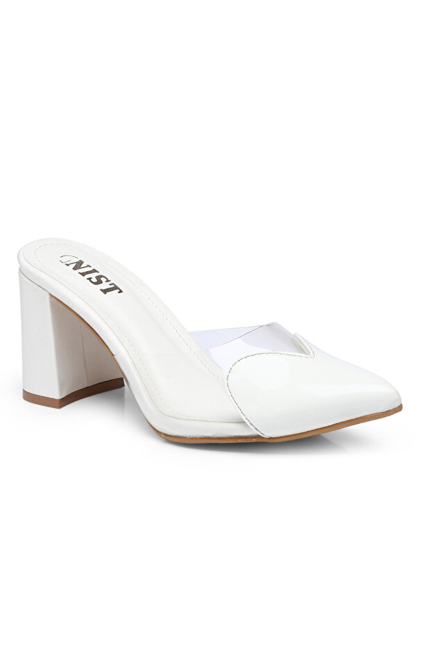 Plain Pointed Toe Block Heel Mules - 2