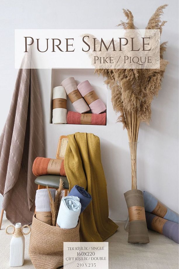 %100 Pamuklu Pure Simple Tek Kişilik Pike - 4