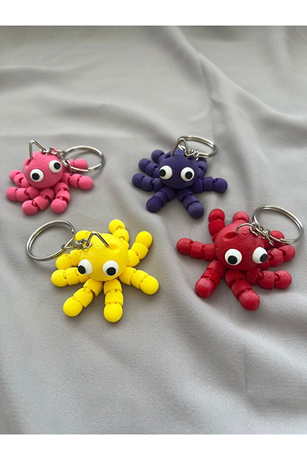 Octopus Keychains (Set of 4)Colorful Cute | 3D Printing | Bag and Car Ornament