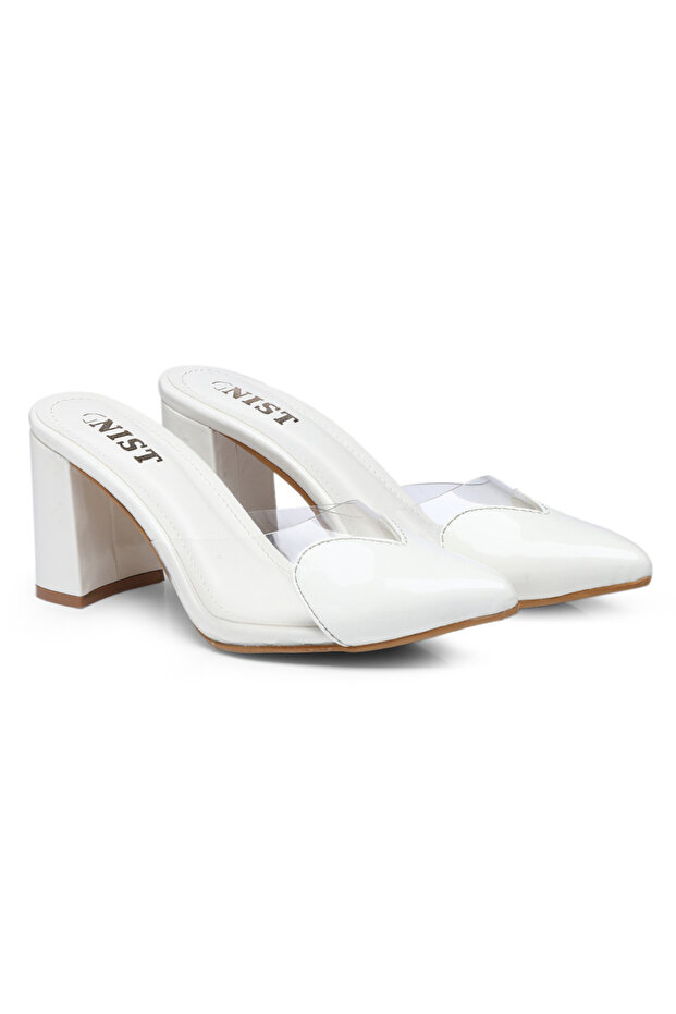 Plain Pointed Toe Block Heel Mules - 4