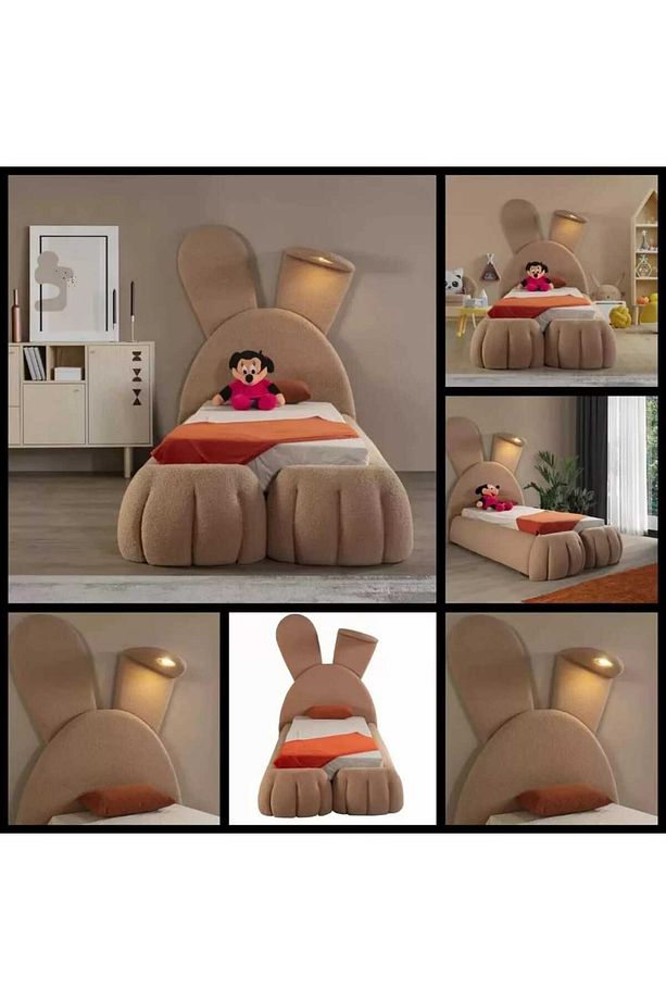 Most Bunny Tek Kişilik Karyola Teddy Kumaş 120x200 Yatak İçindir(Evinize Teslim) - 6