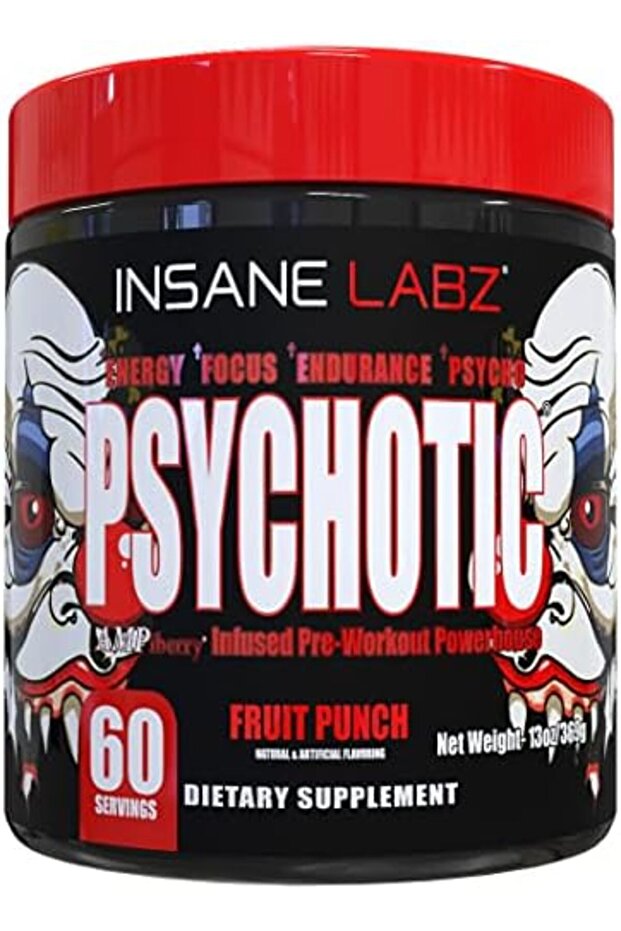 Psychotic, High Stimulant Pre Workout Powder, Extreme Lasting Energy, Focus and Enduranc