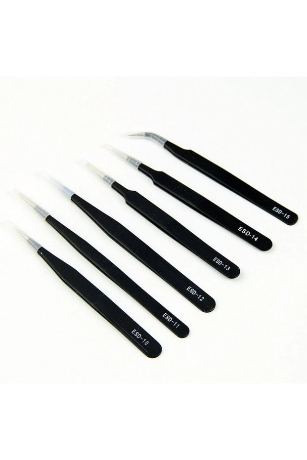 Esd-101112131415 6 Piece Anti Static Tweezers Set-(5775) - Karbul1095-3914
