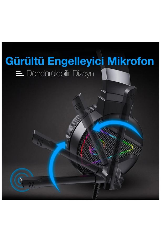 Hxsj F16 Rgb Işık Mikrofonlu Kulaküstü Oyuncu Kulaklığı-(5775) - SVU2848-7453 - 2