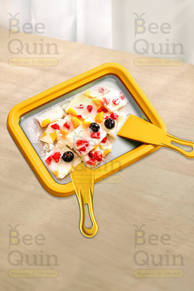 Blue Ice Cream Preparation Tray Korean Style Ice Cream Yogurt Milk Plate Pan for Home Use