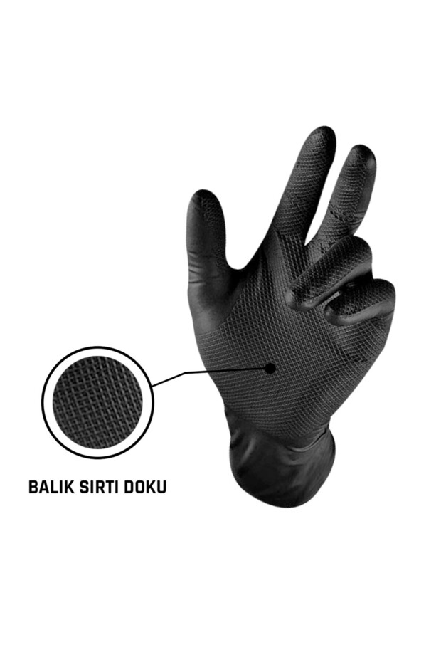 Master Force Balık Sırtı Nitril Eldiven (M Beden) 50'li Siyah - 2