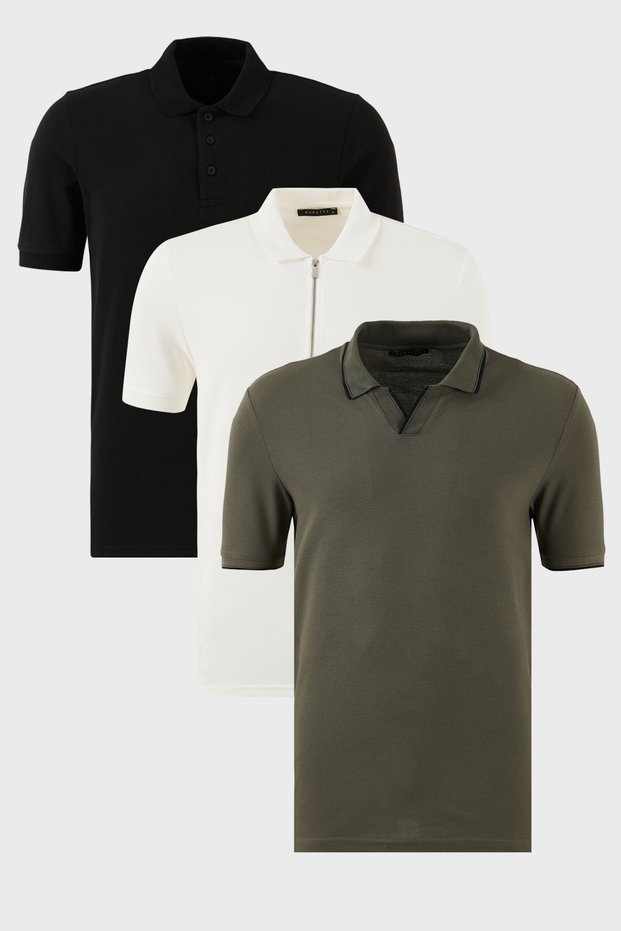 Cotton Regular Fit 3 Pack Polo Neck t Shirts Men Polo Neck t Shirt 59029641527S3