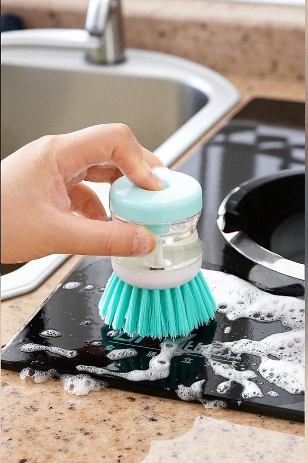 Sıvı Deterjan Hazneli Bulaşık Fırçası 1 Adet Hazneli Mutfak Banyo Lavabo Yıkama Fırçası - 1