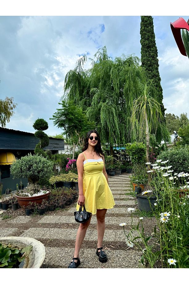 Sarı Askılı Elbise - 3