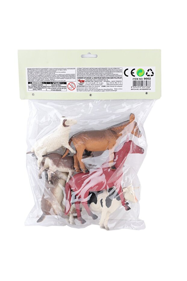SH-9001-Vardem Poşetli 6Pcs 8 İnch Çiftlik Hayvan ve Dinozor Set - 6