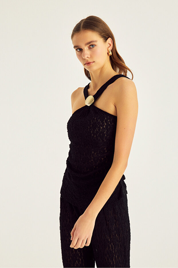 Siyah Dantel Bluz - 7