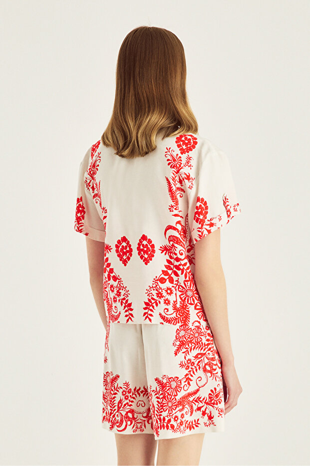 قميص من الكتان المخلوط بنمط اللوح - 5