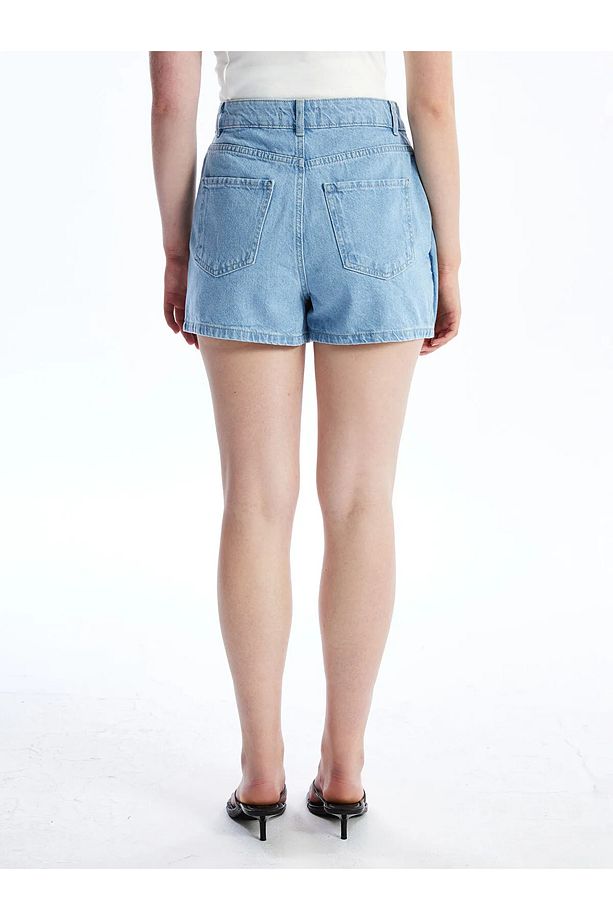 LCW Jeans Indigo Standart Fit Kadın Jean Şort Etek AS - 3