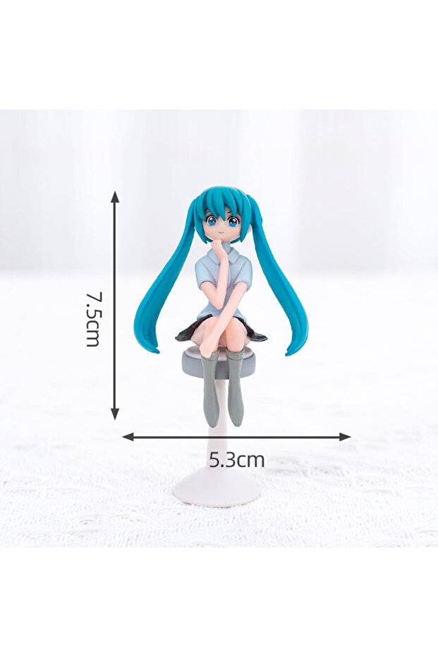 Blue Haired Thinking Anime Girl Figure in Car Glove Box Accessory 1Pcs