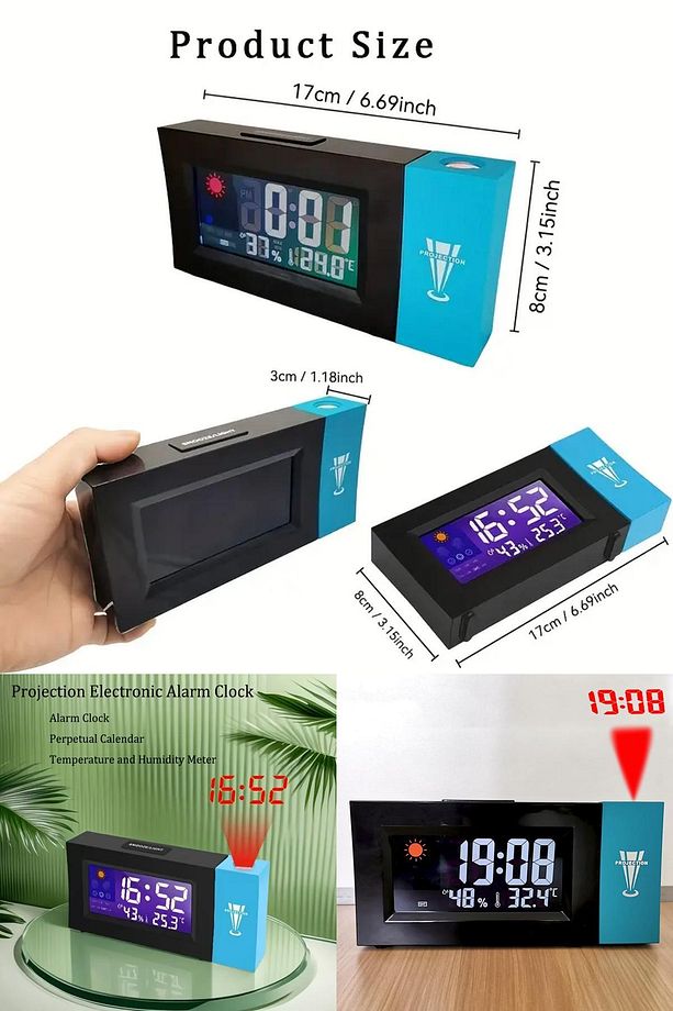 Djital Ekranlı Projeksiyon Duvara Zaman Yansıtan Alarm Saat LCD Ekranlı,USB Destekli, Modern Tasarım - 7