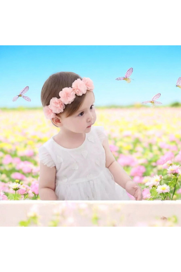 Özkardeşler baby girl child crown powder pink hair accessory