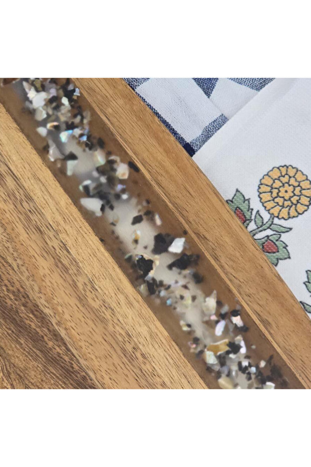 لوح تقطيع مستطيل من خشب السنط مقاس 40 سم - 4