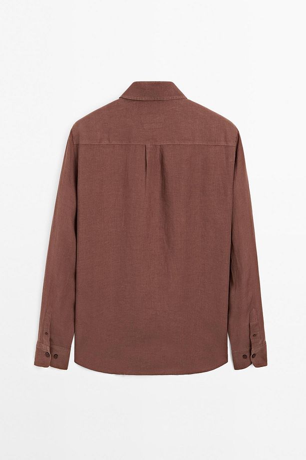 %100 keten regular fit gömlek - 8