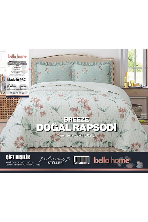 Breeze Fırfırlı Çift Kişilik Yatak Örtüsü Seti - 260x240 cm - 1