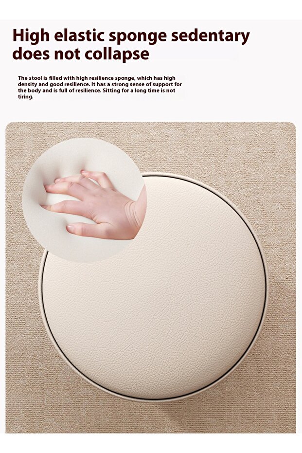 كرسي خلع الملابس دائري الشكل من الجلد المستورد باللون الكريمي - 5