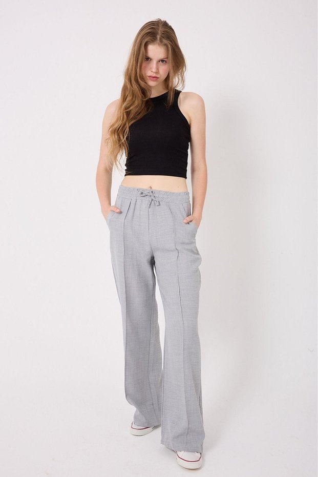 Women's Linen Blend Palazzo Long Leg Loose Cut Trousers 1607