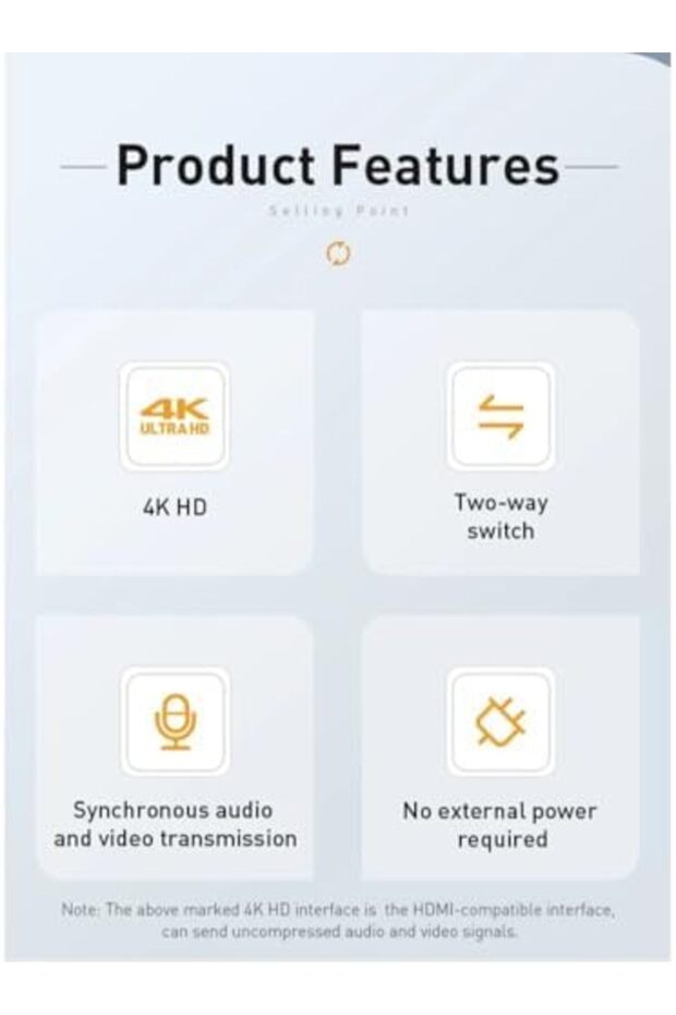 Matrix 2-in-1 HDMI Switch, HDMI 2.0 Ultra 4K 1 in 2 Out, HDMI Switcher Splitter Supports HDR - 9