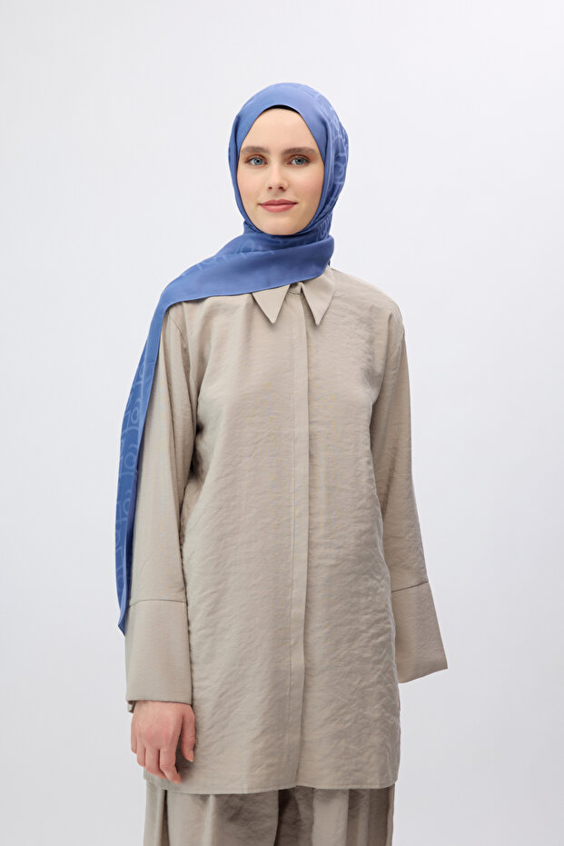 İpek Jakar Monogram Şal İndigo - 4