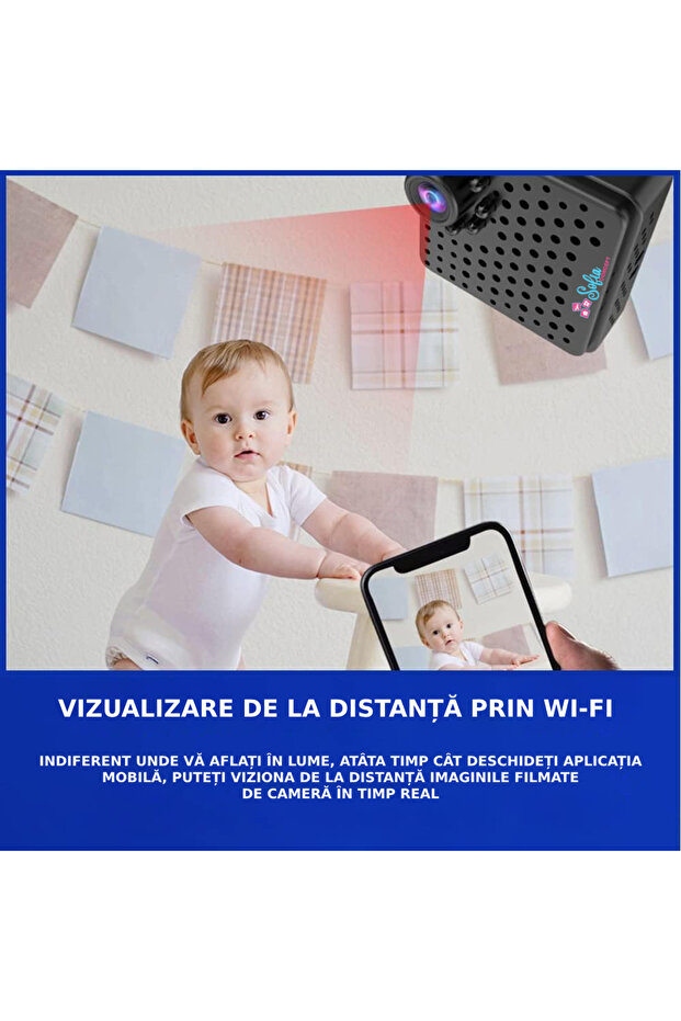 Mini Camera Supraveghere WiFi, Sofia CONCEPT®, Senzor, APP, Control Distanta - 8